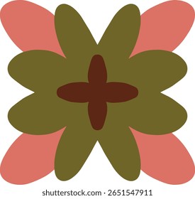 Flor simétrica abstrata com pétalas em forma de coração mole