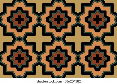 abstract symmetrical geometric color pattern decorative element. Ethnic ornament