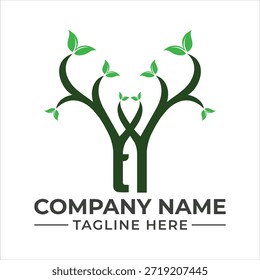 Plantilla de diseño de logotipo de árbol verde simétrico Abstractas para una empresa ambiental o de crecimiento