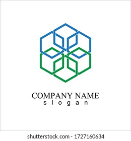 abstract symmetrical hexagon illustration design template logo and symbol icon vector