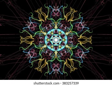 Abstract symmetrical hexagonal isolated colorful symbol
