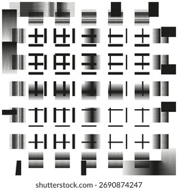 Abstract symmetrical icons. Geometric shape design. Black monochrome elements. Vector creative set. EPS 10.
