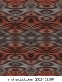 Abstract symmetrical ornate background in boho brown colors and optical illusion effect. Vector wavy linear blending graphics. Perfect for create web design, cover, carpet, pillow printing.