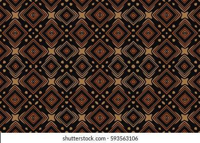 abstract symmetrical pattern art deco elements of geometric square shape figures on a dark background