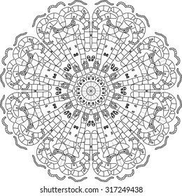 Abstract symmetrical pattern consisting of elements of different sizes