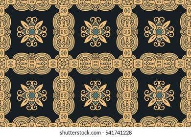 abstract symmetrical pattern of ethnic style of the medieval elements of geometric figures