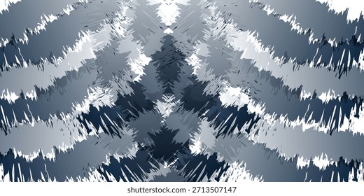 An abstract, symmetrical pattern featuring jagged, brushstroke-like shapes in shades of blue, gray, and white, creating a dynamic and textured visual effect.