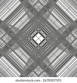 Abstract symmetrical pattern. Geometric line design. Intersecting square grid. Vector graphic background. EPS 10.