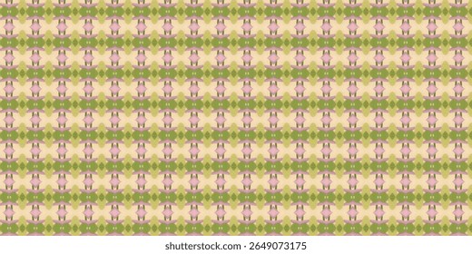 Padrão simétrico abstrato com formas de diamante rosa e blocos simétricos verdes. Perfeito para têxteis, papel de embrulho ou cenários modernos. Perfeito, simétrico e suave.

