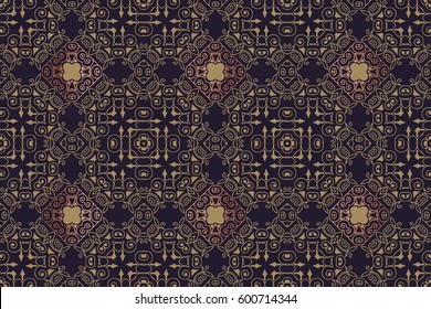 abstract symmetrical pattern retro vintage element medieval decoration on a dark background