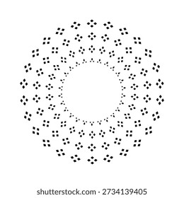 Abstract Symmetrical Radial Dots Circle Pattern with Copy Space in Center. Vector Art.