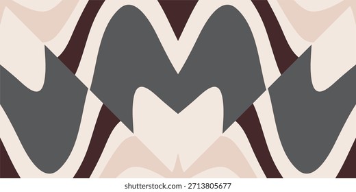 Abstractas patrón de onda retro simétrico en tonos tierra.