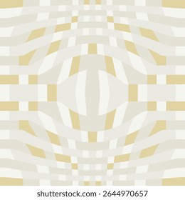 Abstrato simétrico fundo sem costura com ilusão óptica de volume. Padrão repetitivo geométrico é criado a partir de listras com grandes e pequenas células cinzas e verdes. Para tecido, camuflagem. Vetor