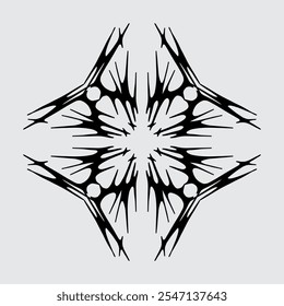 Abstrato forma simétrica ciber sigilismo símbolo ácido clip art anti design streetwear vestuário elemento design ilustração vetor tinta tatuagem etiqueta