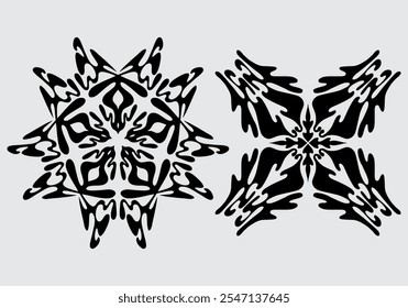 Abstract symmetrical shape cyber sigilism acid symbol clip art anti design streetwear clothing element design illustration vector ink tattoo sticker