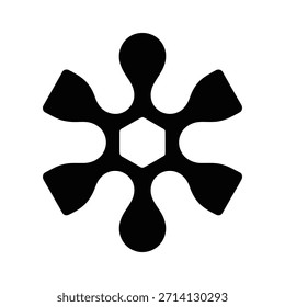Abstract Symmetrical Shape with Rounded Arms and Central Hexagon on White Background