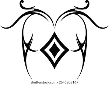 Abstract Symmetrical Tribal Style Design with Diamond Vector