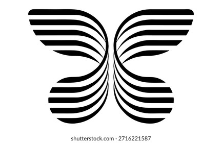 Abstract Symmetrical Wing Shape Logo Modern Black Line Art Butterfly Style Geometric Design