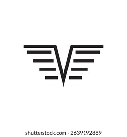 Abstract symmetrical wing symbol, suitable for aviation logos, military design, and branding.