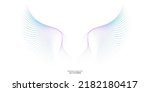 Abstract symmetry bird wings dots line pattern colorful gradient blue purple isolated on white background. Vector illustration.