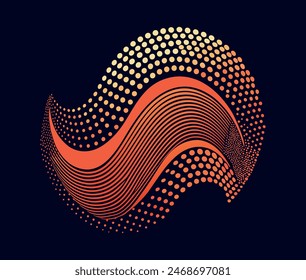 Abstract symmetry bird wings dots line pattern luxury gold light isolated on black background. Vector illustration.