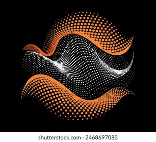 Abstract symmetry bird wings dots line pattern luxury gold light isolated on black background. Vector illustration.