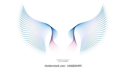 Abstract symmetry bird wings line rainbow colorful isolated on white background. Vector illustration.