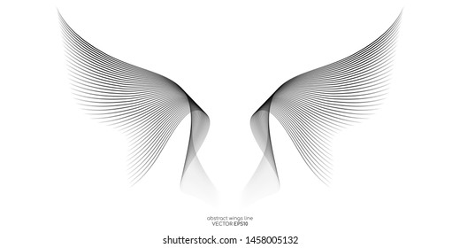 Abstract symmetry bird wings line pattern isolated on white background. Vector illustration.