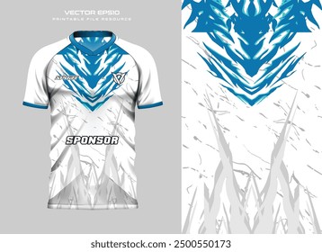 abstract symmetry blue grunge t shirt mockup sport jersey design for football soccer, racing, e sports, running design kit