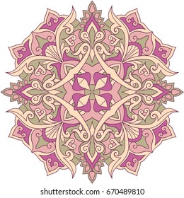 Abstract symmetry ornament, floral pattern vector illustration for design, print, greeting card.