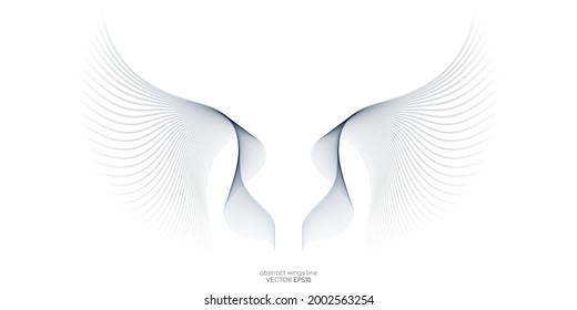 Abstract symmetry white wings line isolated on white background. Vector illustration in concept of freedom