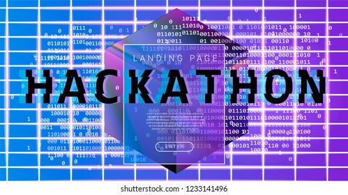 Abstract Synthwave Style Background for AI (artificial intelligence) conference, Big Data meetup, Hackathon. Holographic Laser Grid and Cube. Retrowave/ Synthwave/ Vaporwave style.