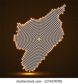 Abstract Syria map of glowing radial dots