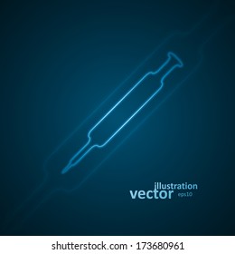 Abstract syringe icon, blue background, vector illustration eps10