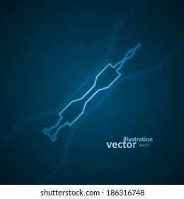 Abstract syringe icon, blue background, vector illustration eps10