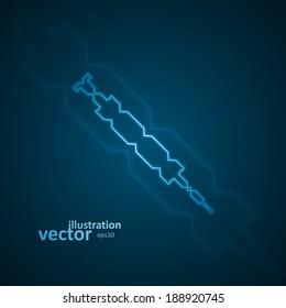 Abstract syringe icon, blue background, vector illustration eps10