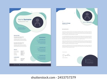 Abstract sytle cv templates. Professional and modern resume, cover letter business layout job applications. Vector modern minimalist presentation set.