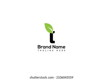 Abstract t letter modern initial lettermarks leaf logo design