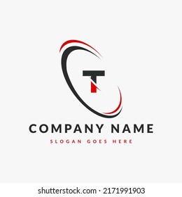 Abstract T letter modern initial unique logo design template