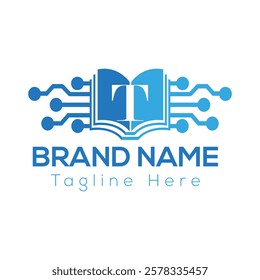 Abstract T letter modern initial Book and education logo design	