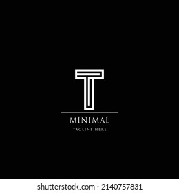 Resumen de la plantilla del vector del icono del logotipo T sobre fondo negro.