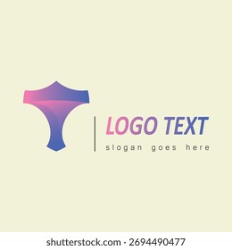 Abstract  t shape with gradient colors and text pink purple