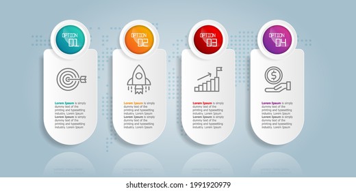 barra de pestañas abstracta plantilla de elemento de presentación de infografías horizontales con icono empresarial 4 opción ilustración vectorial fondo