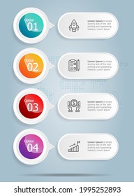 abstract tab bar vertical infographics presentation element template with business icon 4 option vector illustration background