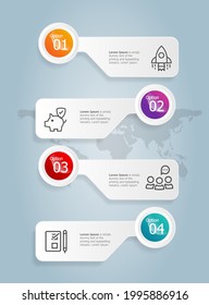 abstract tab bar vertical infographics presentation element template with business icon 4 option vector illustration background