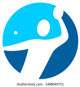 Abstract table tennis player in a button