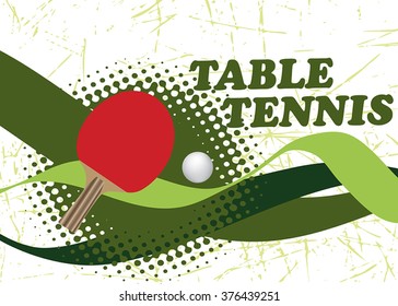 Abstract table tennis poster with green waves