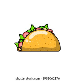 Abstract Tacos Fast Food Cartoon Icon Illustration Symbol Logo Food Flat Vector Design Style