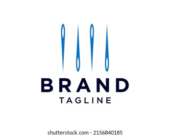 Abstract Tailor Logo. Blue Needle with Red Circle Line Thread Combination isolated on White Background. Usable for Garment and Handmade Logos. Flat Vector Logo Design Template Element.