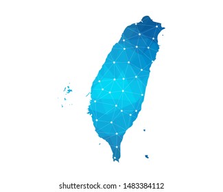 Abstract Taiwan Map geometric rumpled triangular low poly style gradient graphic on white background , line dots polygonal design for your . Vector illustration eps 10
